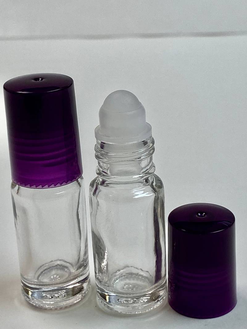 216 Stück, 5 Ml | 1/6 Oz Klare Rollon-Flasche Mit Kunststoffrolle Lila Plastikkappen von Etsy - AnandaCorporation