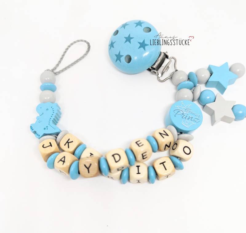 Schnullerkette Doppelname Sterne Türkis von Etsy - AnniLieblingsstuecke