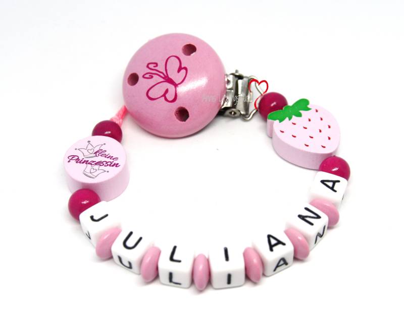 Schnullerkette Mädchen Personalisiert Erdbeere Mit Kleine Prinzessin Geburt Taufe Babygeschenk Babyparty von Etsy - AnniLieblingsstuecke