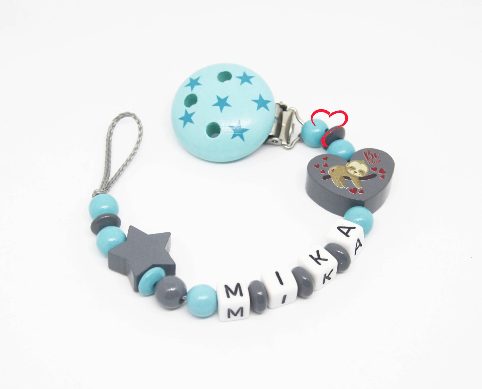Schnullerkette Mit Namen Junge Personalisiert Faultier Stern Geburt Taufe Babygeschenk Babyparty von Etsy - AnniLieblingsstuecke