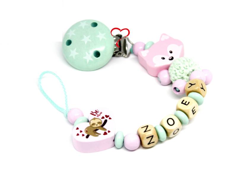 Schnullerkette Mit Namen Mädchen Personalisiert Fuchs Rosa Geburt Taufe Babygeschenk Babyparty von Etsy - AnniLieblingsstuecke
