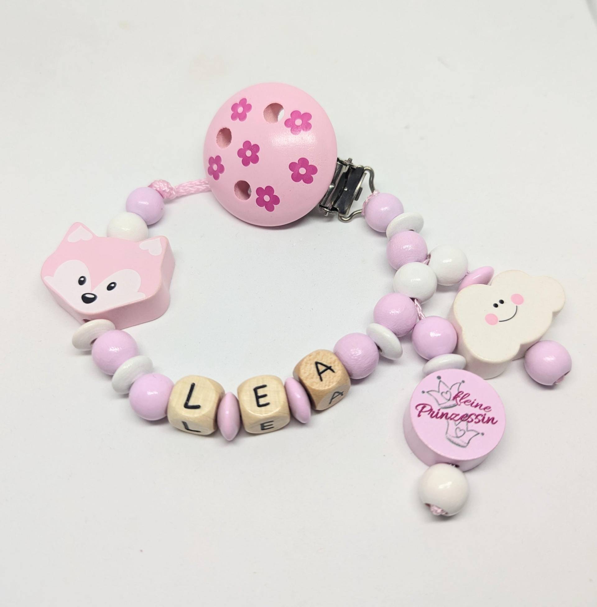 Schnullerkette Mit Namen Mädchen Personalisiert Fuchs Wolke Und Kleine Prinzessin Rosa Geburt Taufe Babygeschenk Babyparty von Etsy - AnniLieblingsstuecke