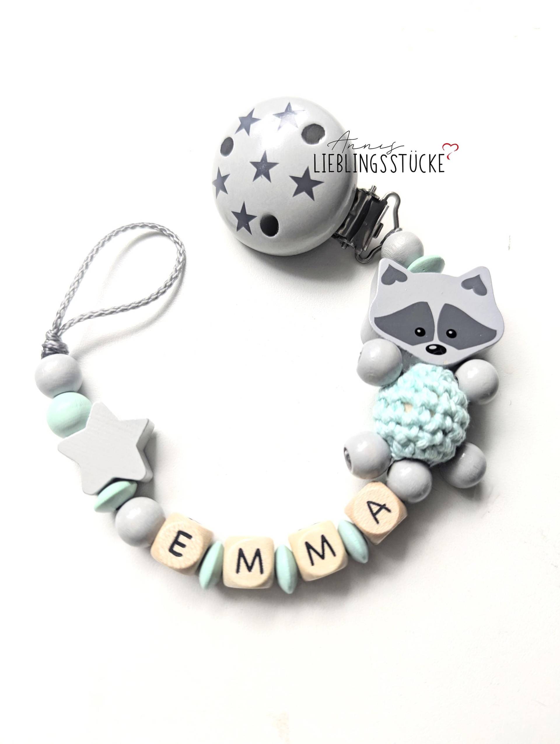 Schnullerkette Mit Namen Mädchen Personalisiert Sterne Mint Hellgrau Geburt Taufe Babygeschenk Babyparty von Etsy - AnniLieblingsstuecke