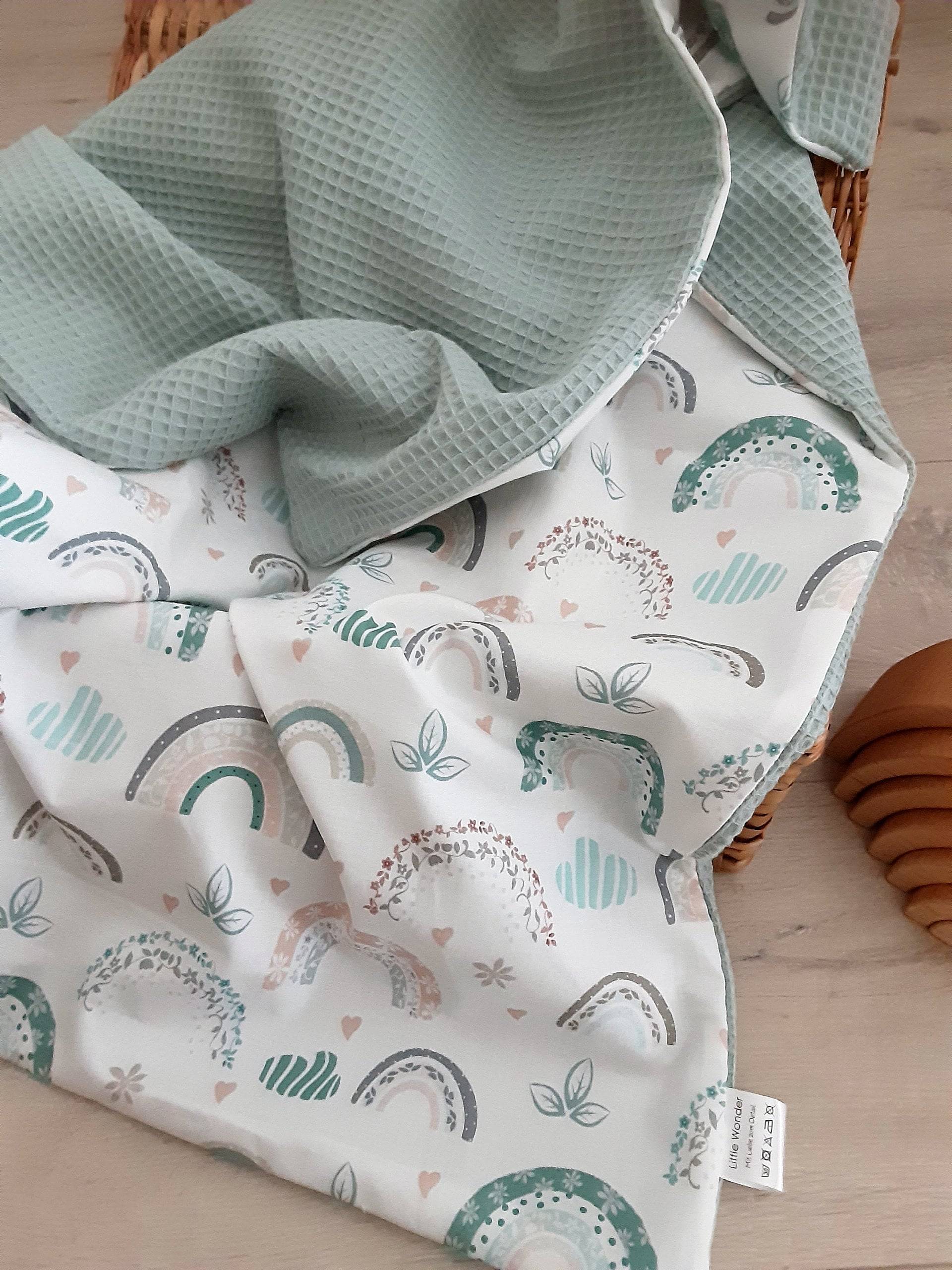 Babydecke Regenbogen Sweat, W.mintgrün von Etsy - Antalin