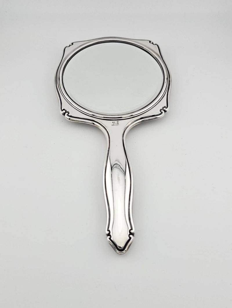 Antiker Handspiegel Um 1930 - 835 Silber Handgraviert Facettiertes Glas Art Deco Sammlerstück von Etsy - AntiktraeumeMosler