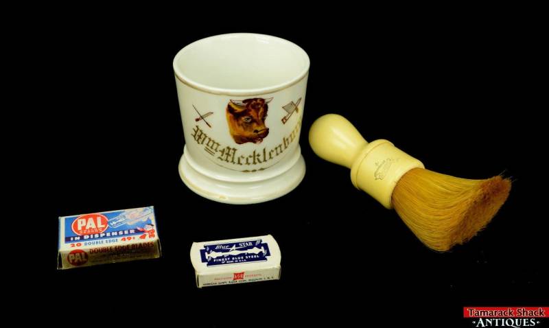 19.jahrhundert Antiker Porzellan Beruf Metzger Rasierbecher Mit Bürste & Klingen von Etsy - AntiqueShack