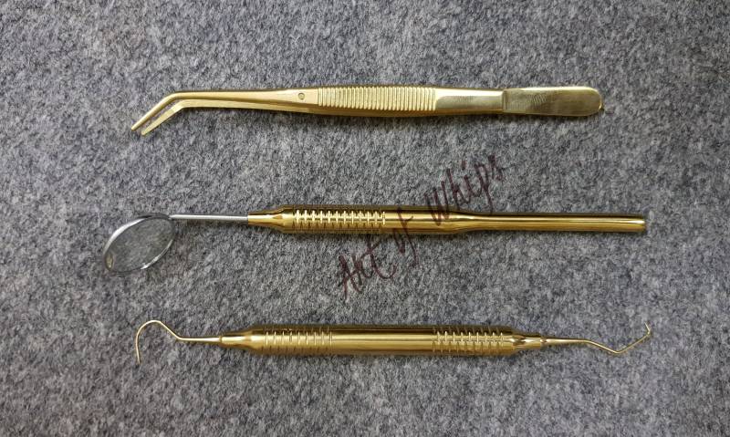 Dental Examination Kit Probe Set Hygiene Cleaning Tool Mouth Mirror Calculus Plaque Remover von Etsy - ArtOfWhips