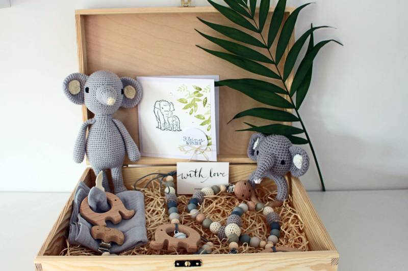 Geschenkset Patentante, Elefant, Auf Wunsch Personalisierbar von Etsy - ArtPearlBaby