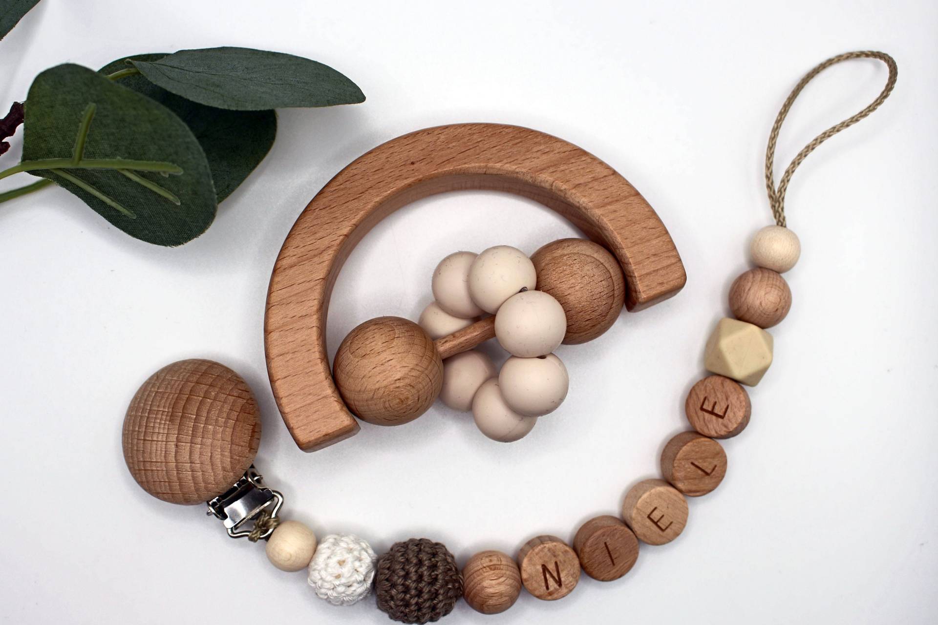 Holzset Mond Mit Schnullerkette, Runde Buchstaben, Personalisiert Holzset Mond Mit Schnullerkette, Runde Buchstaben, Personalisiert von Etsy - ArtPearlBaby