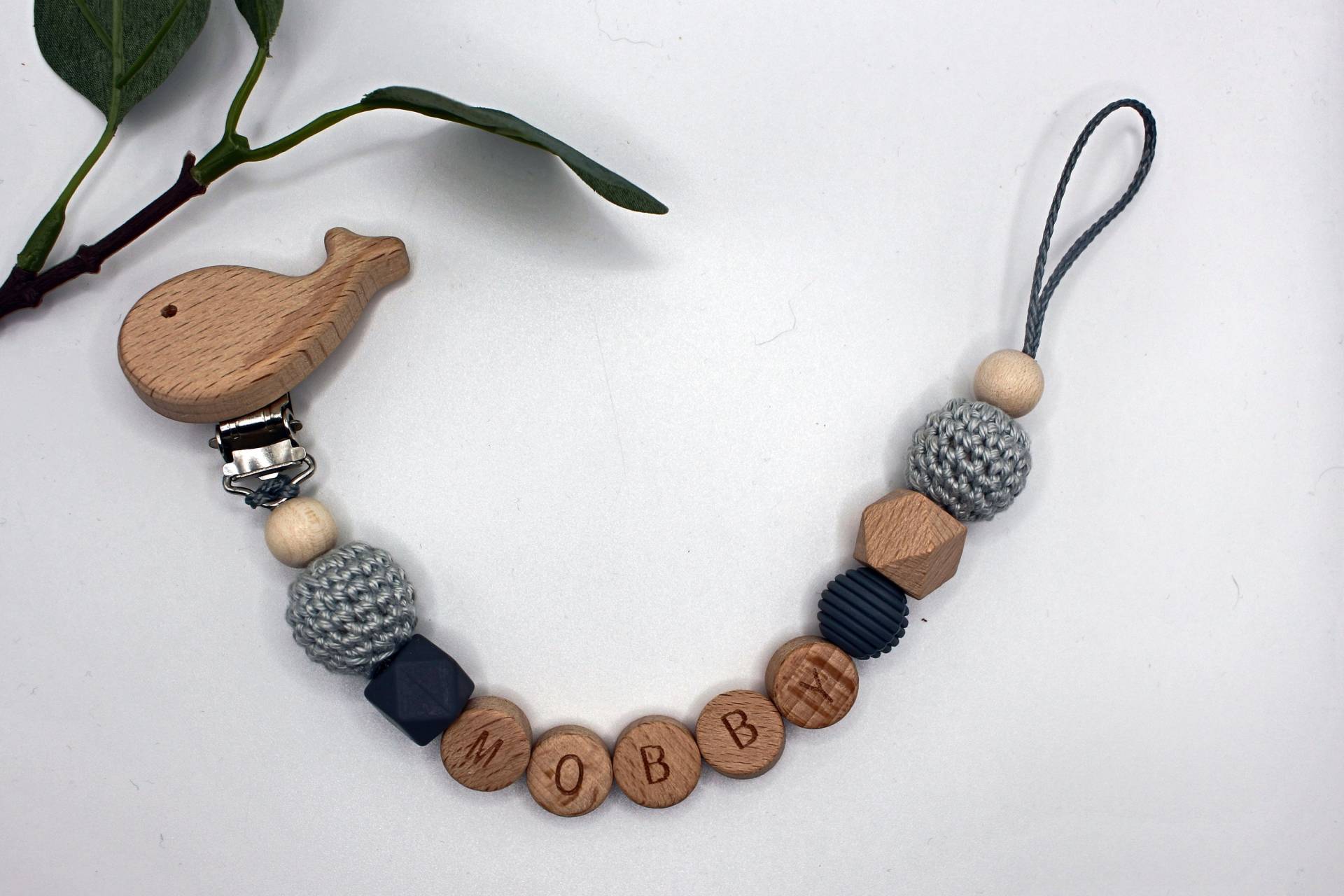 Schnullerkette, Runde Buchstaben, Wählbarer Clip, Personalisiert von Etsy - ArtPearlBaby