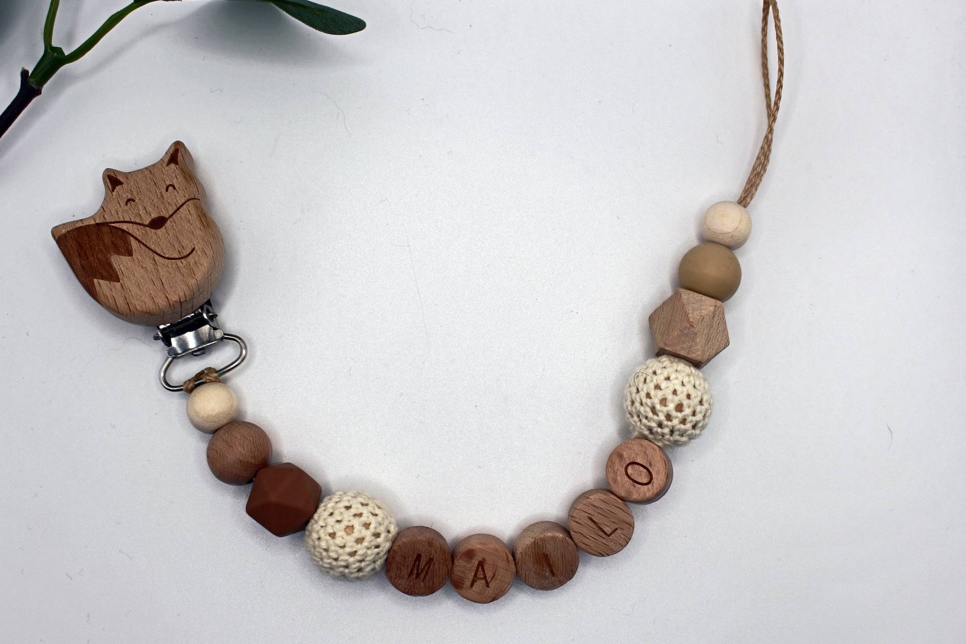 Schnullerkette, Runde Buchstaben, Wählbarer Clip, Personalisiert von Etsy - ArtPearlBaby