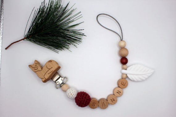 Schnullerkette, Runde Buchstaben, Wählbarer Clip, Personalisiert von Etsy - ArtPearlBaby