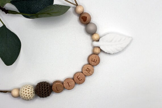 Schnullerkette, Runde Buchstaben, Wählbarer Clip, Personalisiert von Etsy - ArtPearlBaby