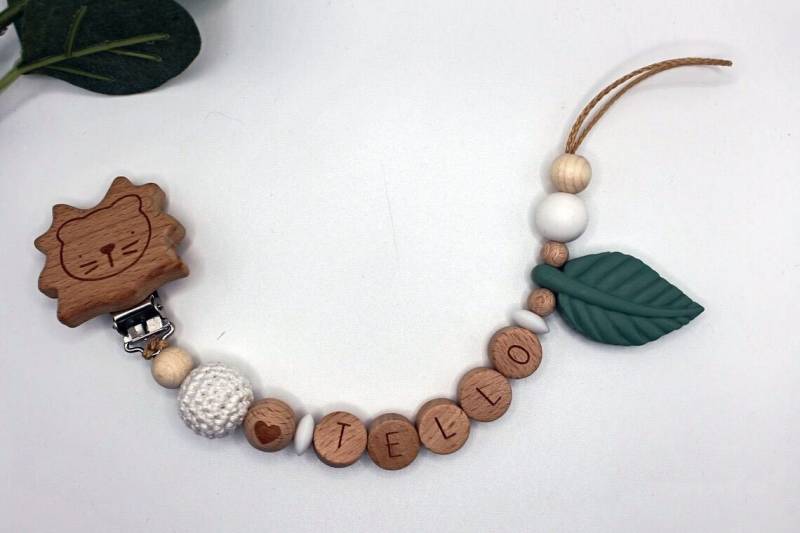 Schnullerkette, Runde Buchstaben, Wählbarer Clip, Personalisiert von Etsy - ArtPearlBaby