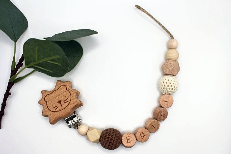 Schnullerkette, Runde Buchstaben, Wählbarer Clip, Personalisiert von Etsy - ArtPearlBaby
