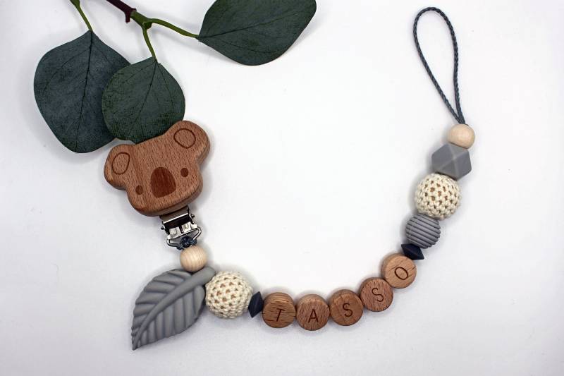 Schnullerkette, Runde Buchstaben, Wählbarer Clip, Personalisiert von Etsy - ArtPearlBaby