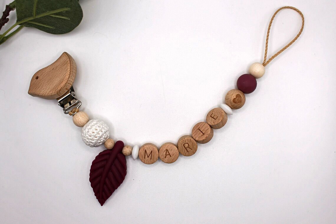 Schnullerkette, Runde Buchstaben, Wählbarer Clip, Personalisiert Schnullerkette, Runde Buchstaben, Wählbarer Clip, Personalisiert von Etsy - ArtPearlBaby