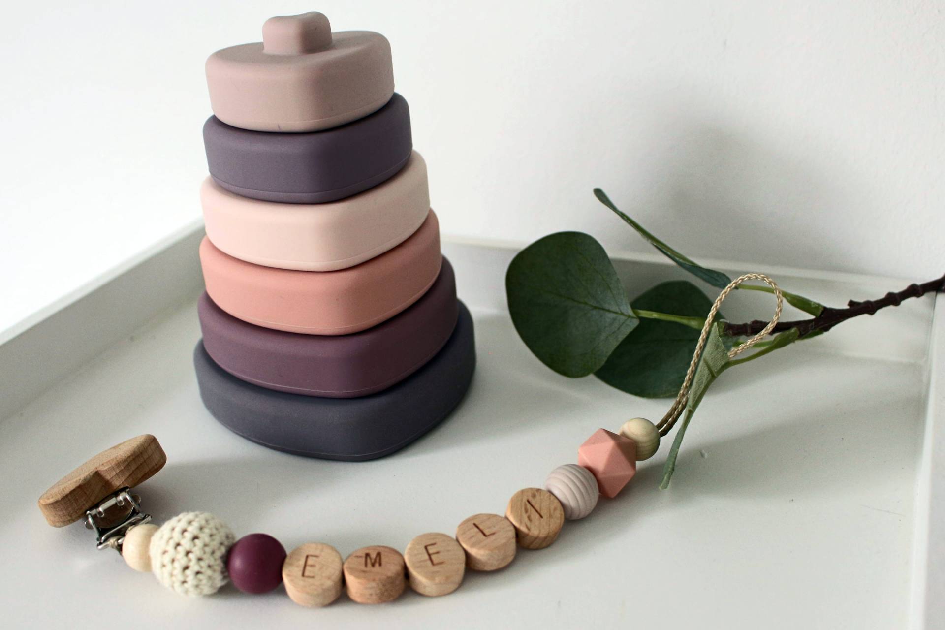 Silikonsteine Und Schnullerkette Im Set, Personalisierbar, Geschenkset Geburt von Etsy - ArtPearlBaby