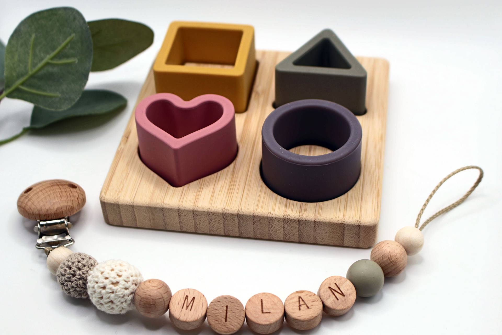 stapelsteine Aus Silikon Und Schnullerkette Im Set, Personalisierbar, Geschenkset Geburt von Etsy - ArtPearlBaby