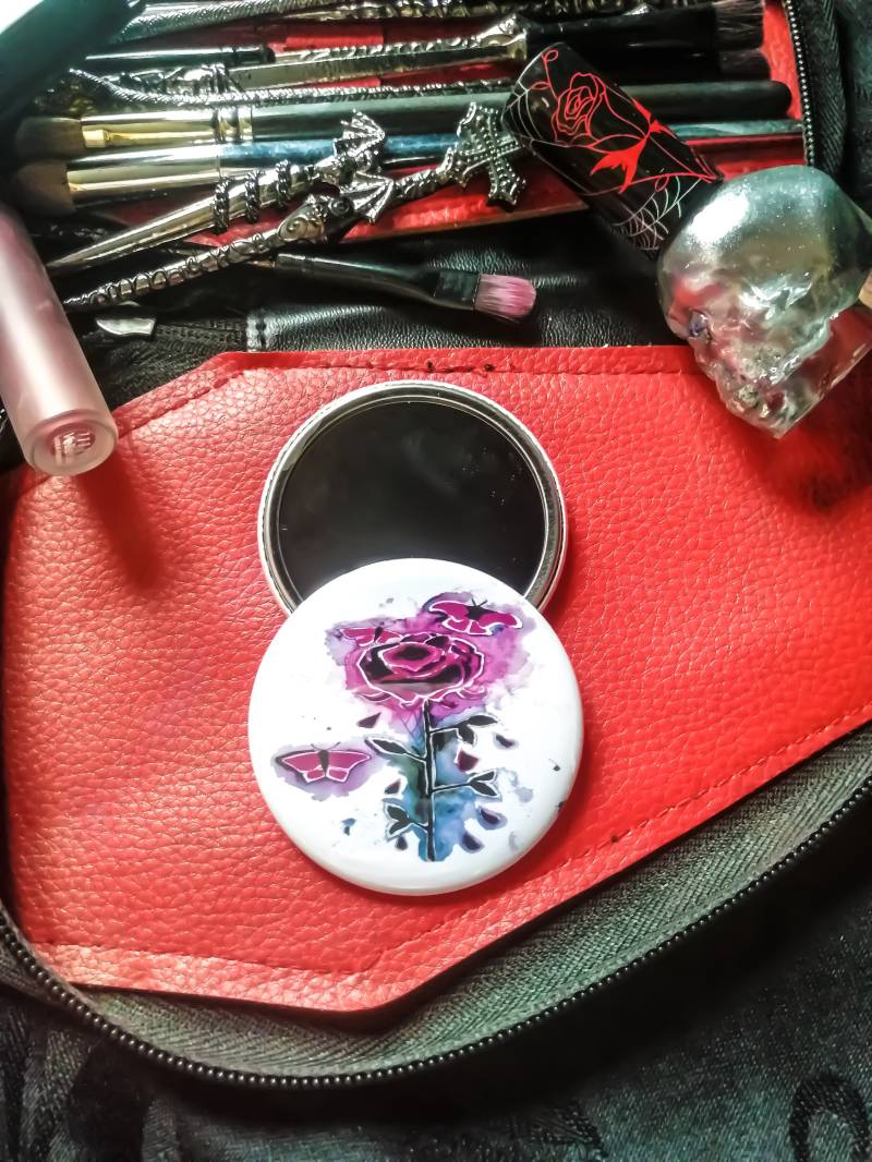 In Twilight ~ Original 56mm Gothic Vampire Purple Rose Und Motten Taschenspiegel von Etsy - MedievalMenagerie