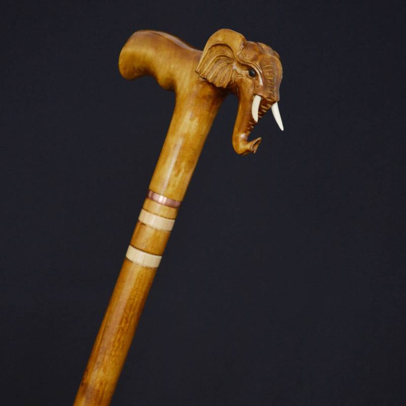 Geschenk-Gehstock, Gehstock, Stöcke, Schilfrohr, Holz, Handgeschnitzt, Handgefertigt, Gehstock-Zubehör | Elefant von Etsy - Artcrafft