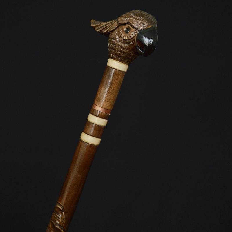 Spazierstock, Geschenk, Stöcke, Schilfrohr, Holz, Handgeschnitzt, Handgefertigt, Spazierstock-Zubehör | Kakadu, Papagei, Braun von Etsy - Artcrafft