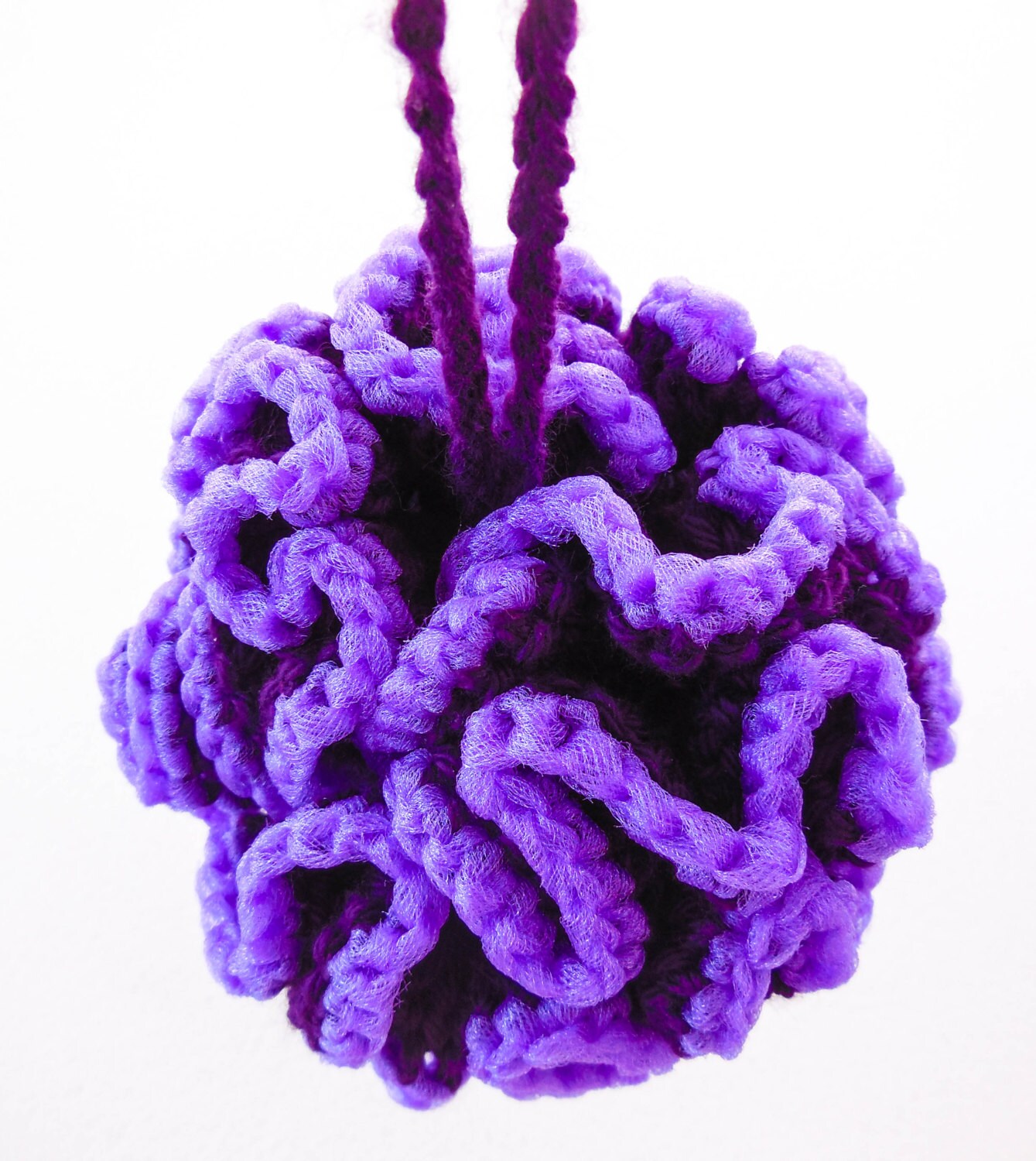 Gehäkelte Lila Dusche Luffa - Ein Baumwolle Peeling-Bad-Sitzpouf 100% Mit Tüllfutter von Etsy - ArtistBeeBee