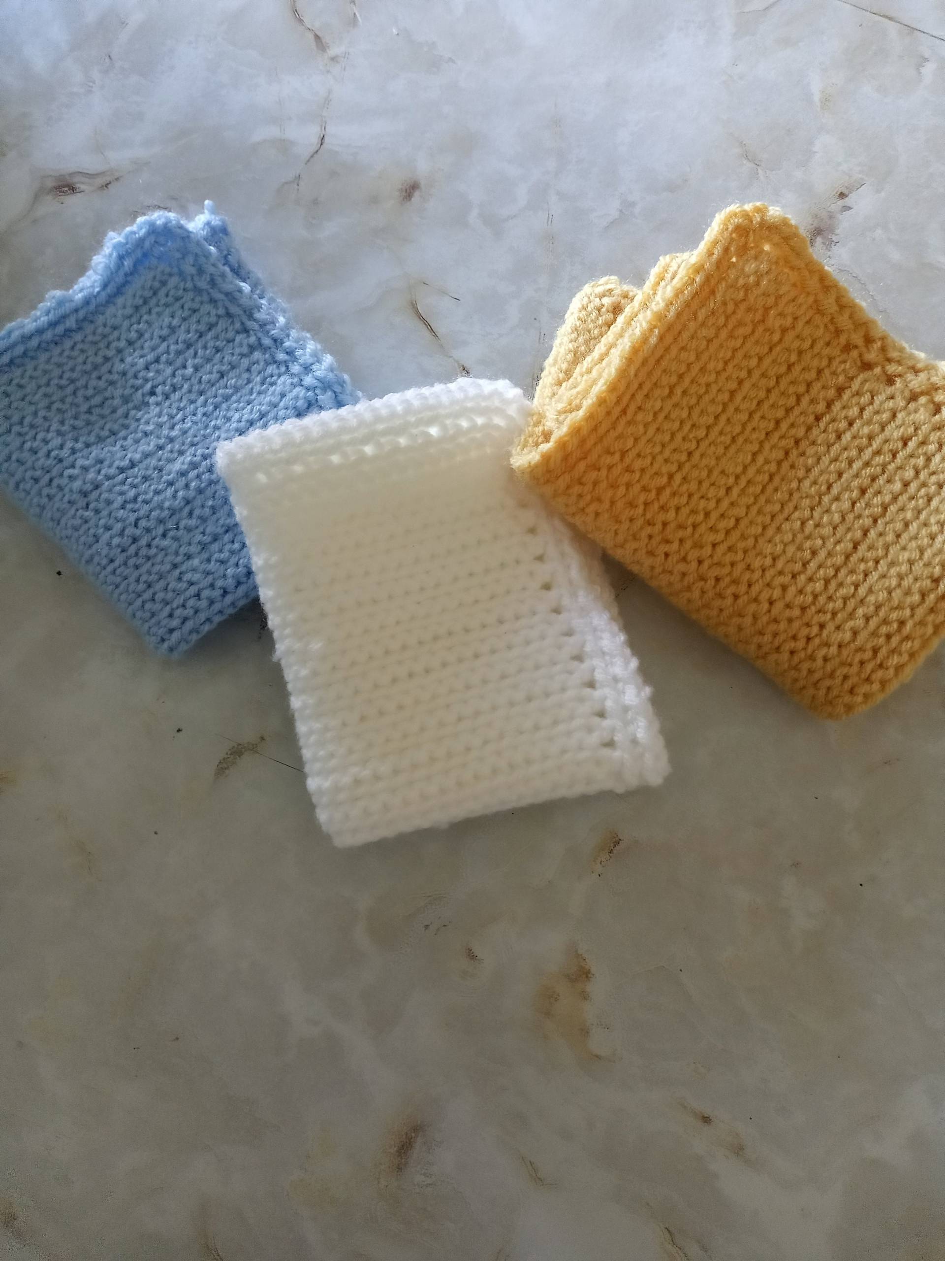 Nylo & Co. Gelb Blau Weiß Häkeln Set Von 3 Waschlappen Babyparty Schwarz Geschenk Shop Minimalist von Etsy - ArtsAt3634