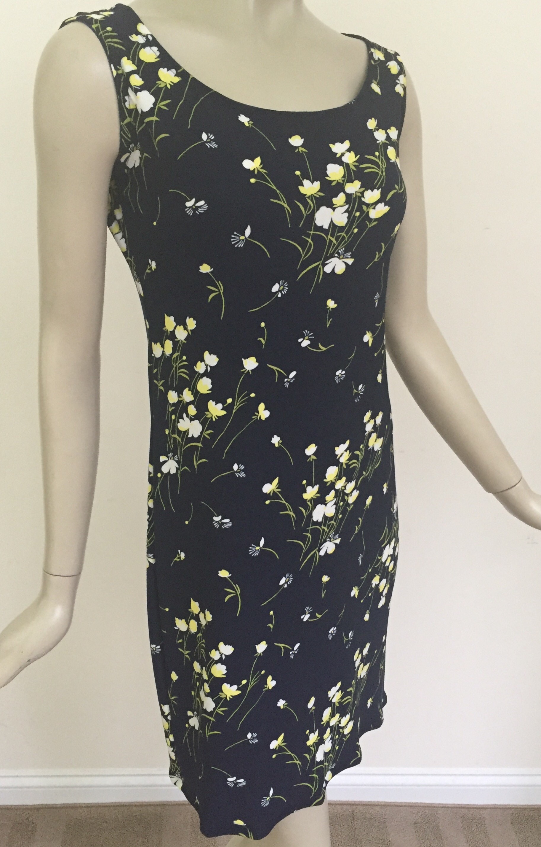 Blaue Blumen Matt-Trikot-Mini-Kleid. Türkis, Marine Sommerkleid. Ärmelloses Tank Kleid von Etsy - Atooda