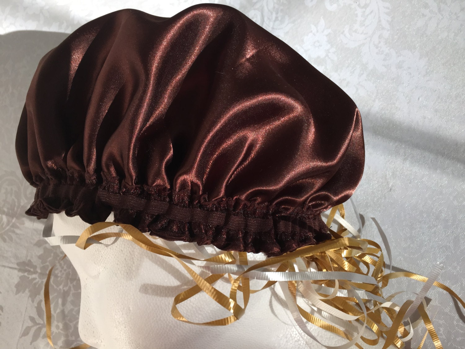 Frau Weichen Satin Sleep Cap-Henna Braun Phantasie Rand. Einheitsgröße Für Erwachsene von Etsy - Atooda