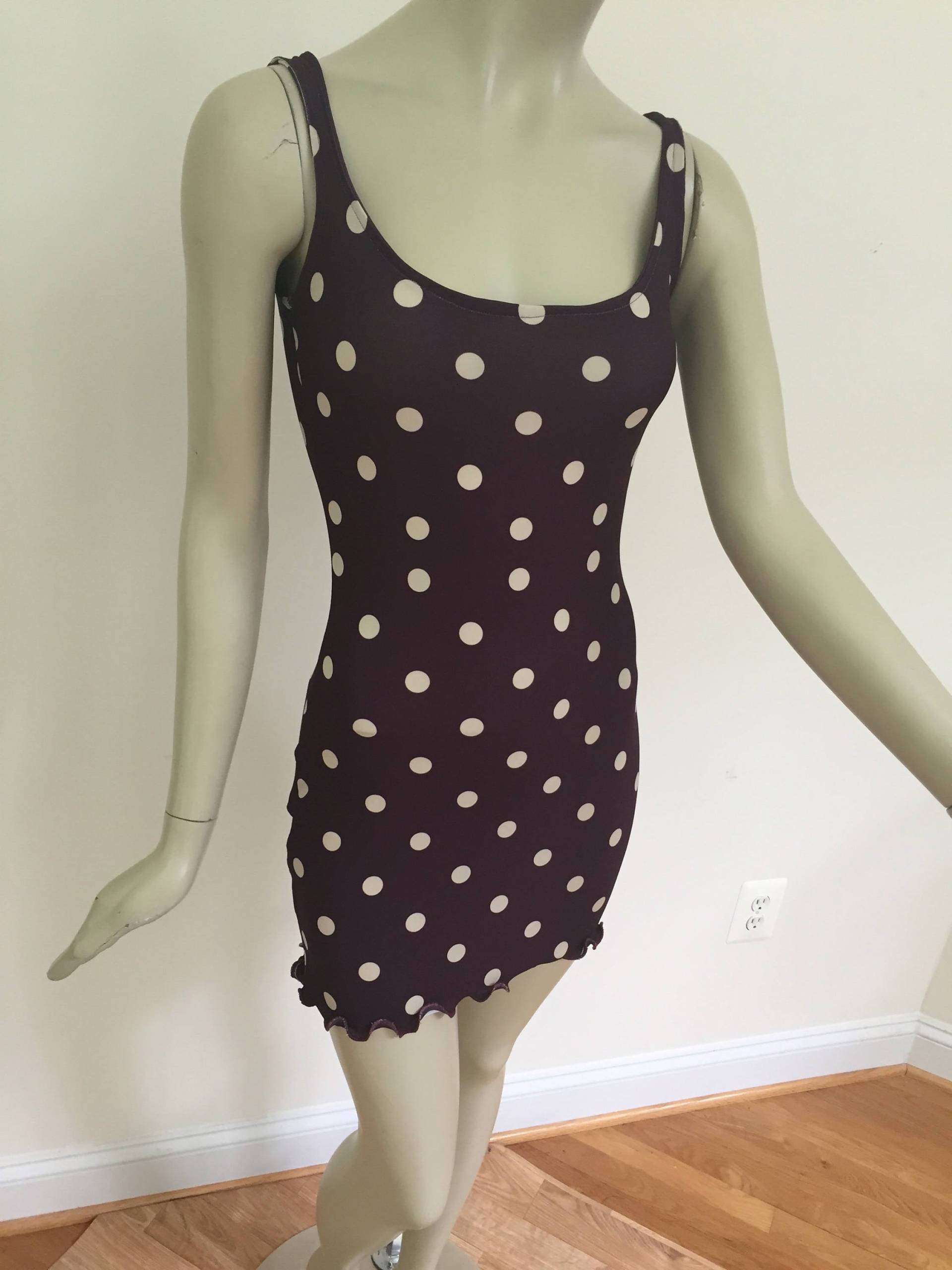 Racing Dot Matt Jersey Minikleid. Raisin-Biscotti Sommerkleid. Ärmellose Polka Kleid. Bodycon Mini-Kleid von Etsy - Atooda