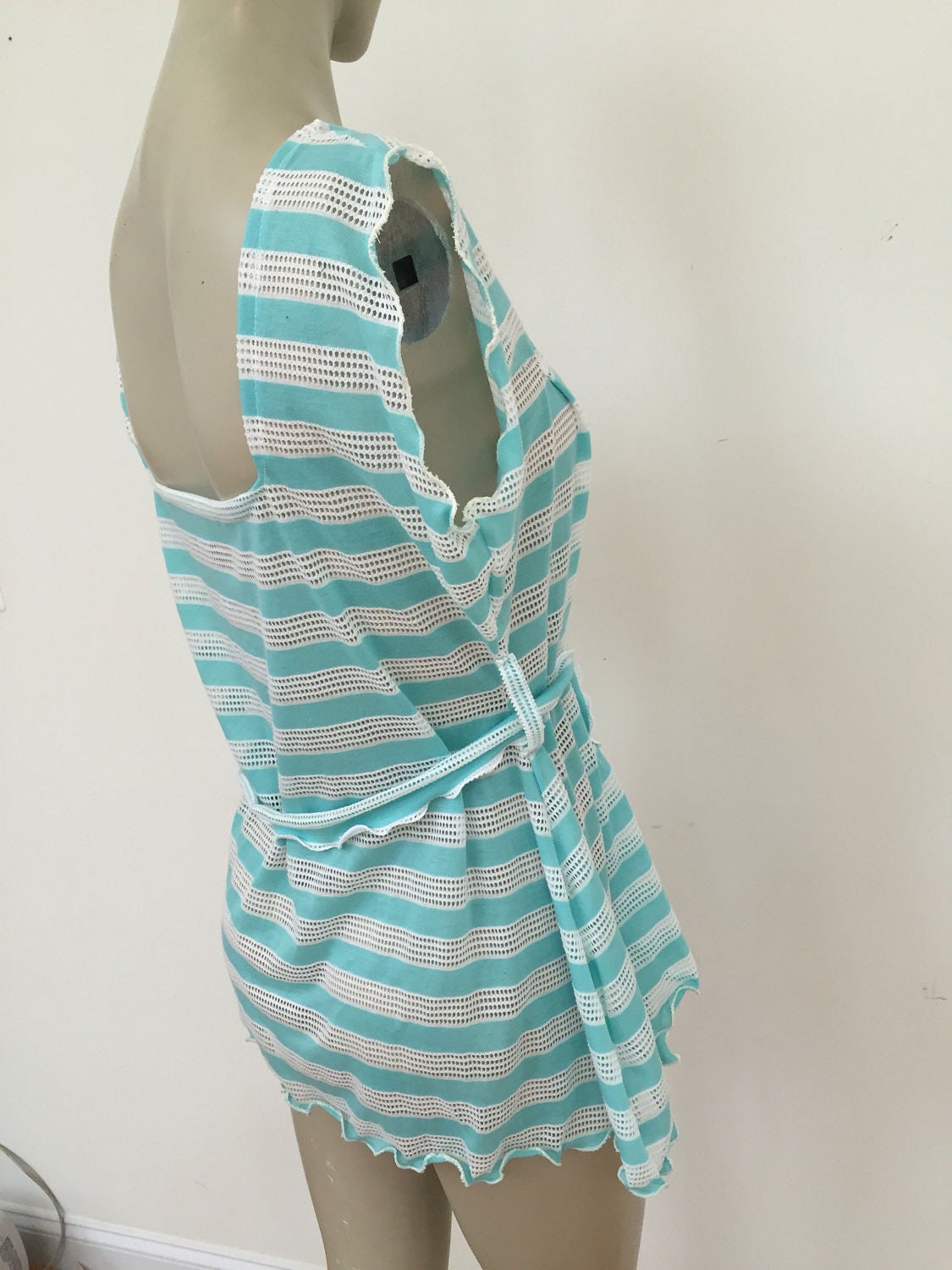 Türkis Und Weiß Häkeln Tank-Top. Jersey-strick-Sommer-strand-Kleid. Gehäkelter Spitze Badeanzug Abdeckung Bis von Etsy - Atooda