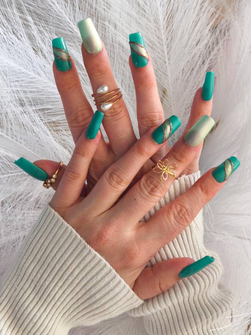 Luxus Handgefertigte Press-On-Nägel | Elegante & Sonderanfertigungen Frühling Sommer Nägel Handgemacht Geschenk Für Sie Pastellfarben Glam Glänzend von Etsy - PressonnailsAura
