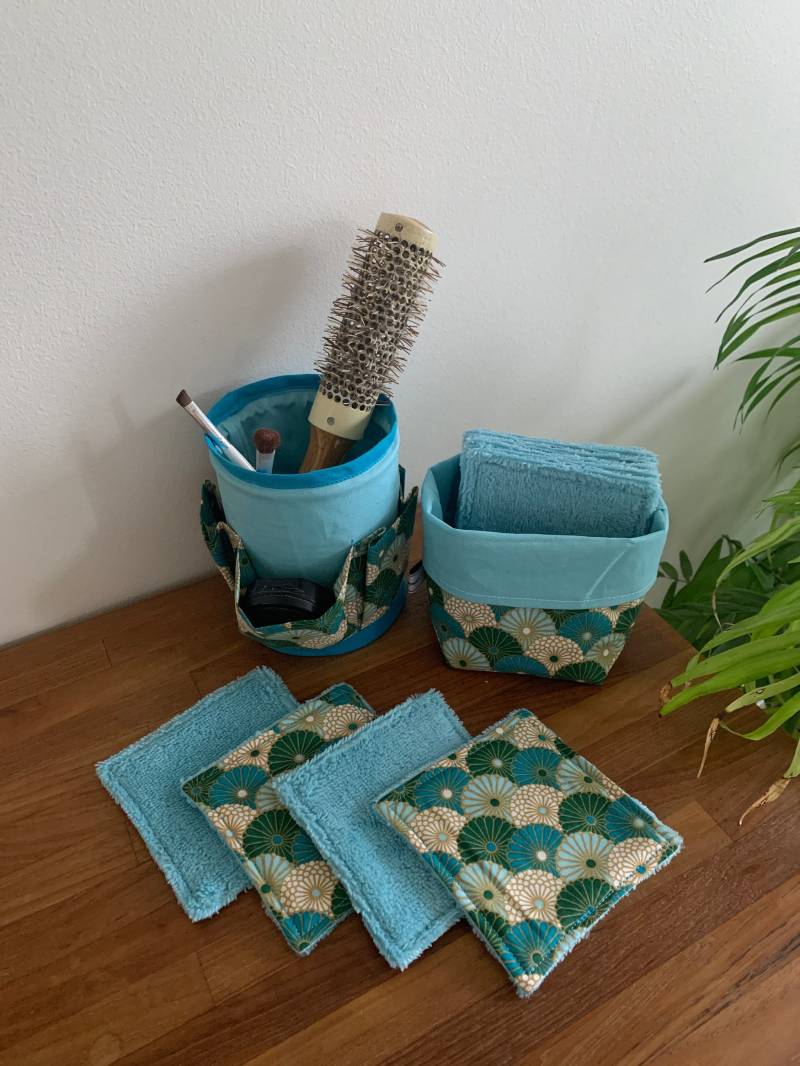 Badezimmer-Set - Organizer-Topf Für Make-Up Und Waschbare Tücher Organizer Null Abfall Recycling von Etsy - Aux4ptitespommes