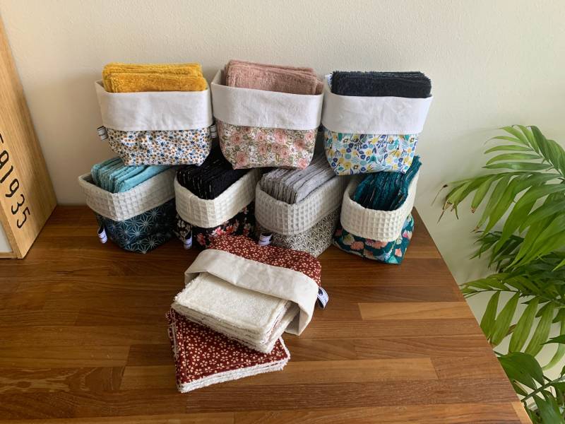 Waschlappen, Waschbare Und Wiederverwendbare Tücher - Make-Up-Entferner Im Korb Zero Waste von Etsy - Aux4ptitespommes