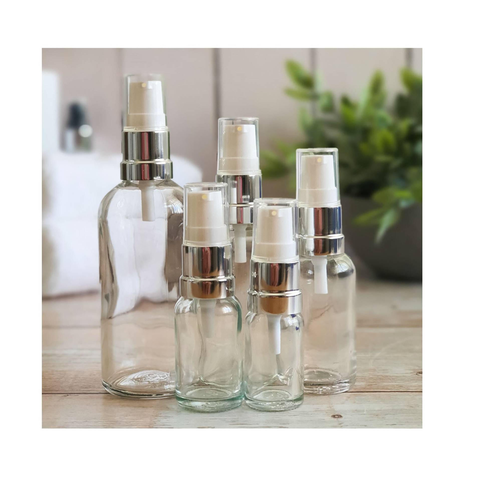 Nachfüllbare Klarglas Kosmetikflaschen Mit Silber/Weißen Serum Pumps 10Ml - 100Ml Diy Hautpflege Gesichtscreme & Flaschen Leer Verkauft von Etsy - AvalonSomerset