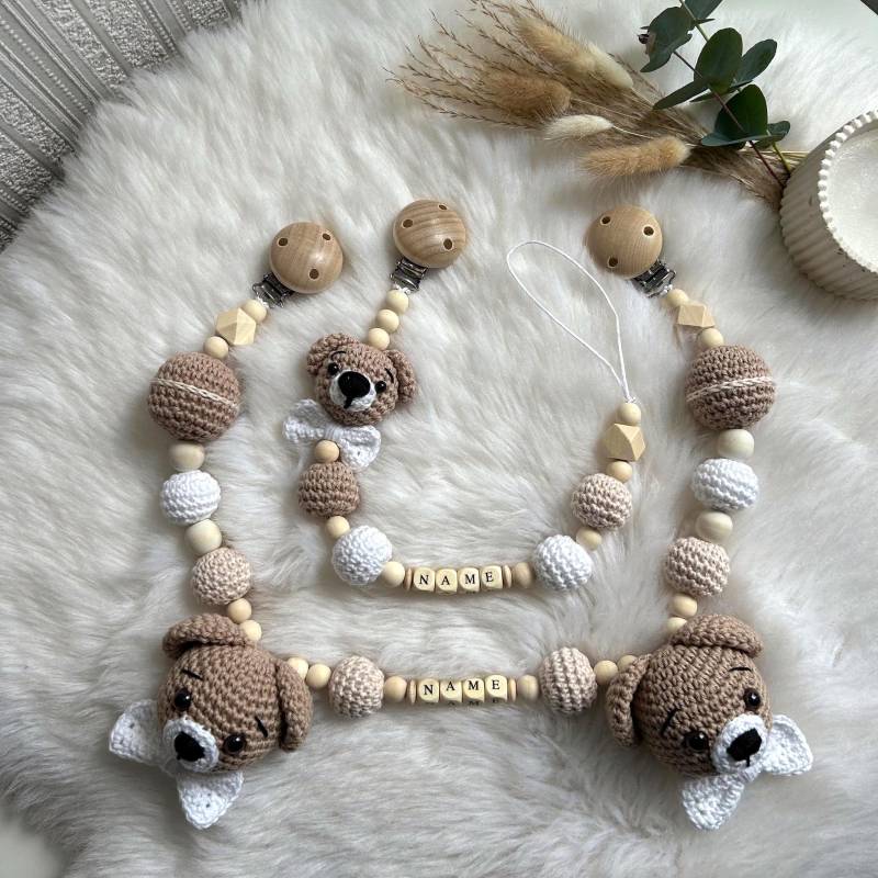 Kinderwagenkette Und Schnullerkette Mit Bären Motiv von Etsy - AylinsHaekelstubeDE