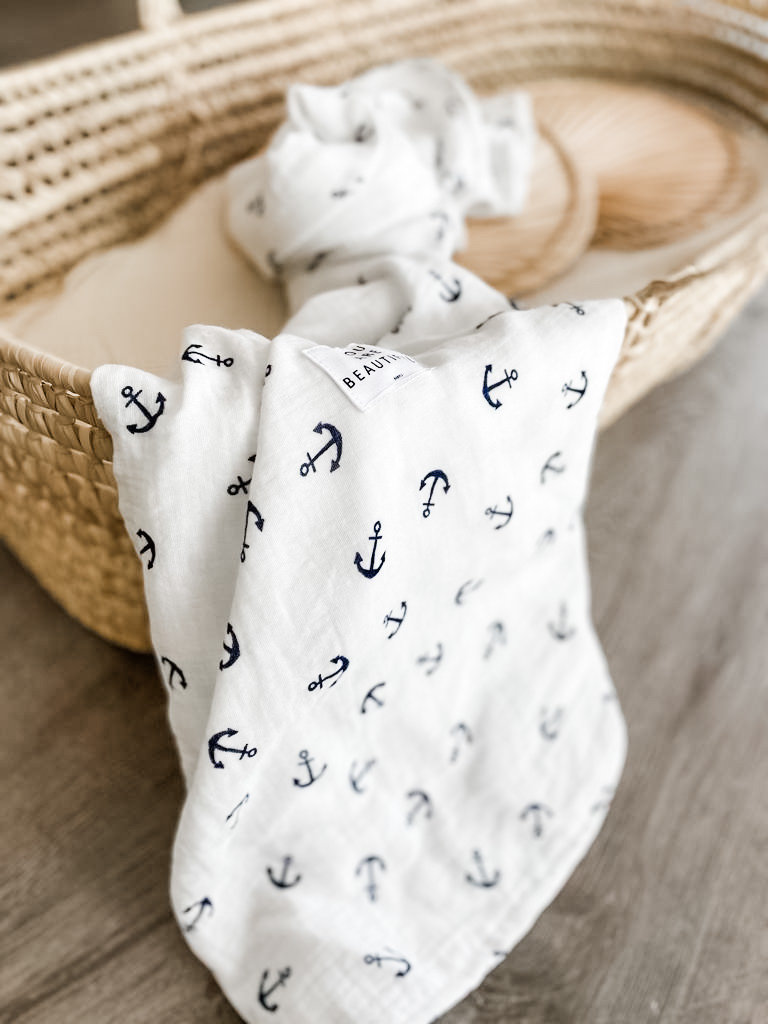 Musselintuch Für Babys, Leichte Musselindecke 120x120 Anker von Etsy - BABYLIbyINNI