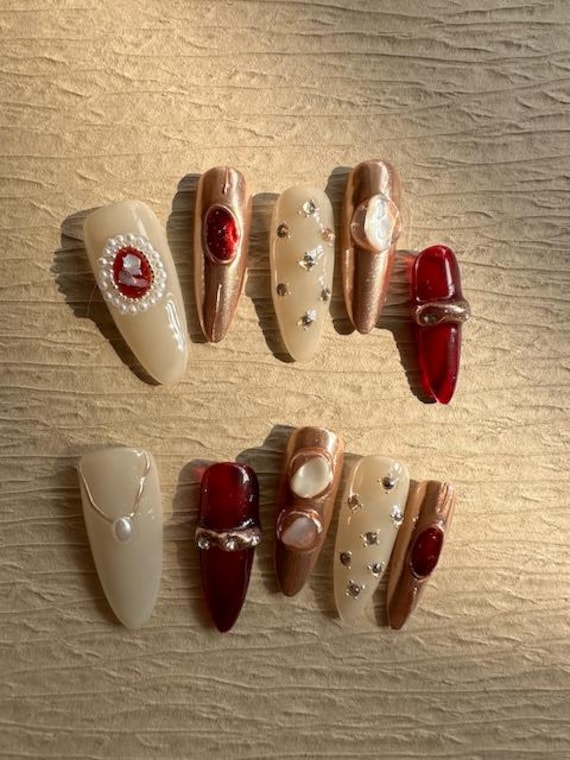 Luxury Handmade Press On Nails | Original Design Reusable Fake Premium Custom Gel High-End Glue Luxury Handmade Press On Nails | Original Design Reusable Fake Premium Custom Gel High-End Glue von Etsy - BLINGBLINGBEAN