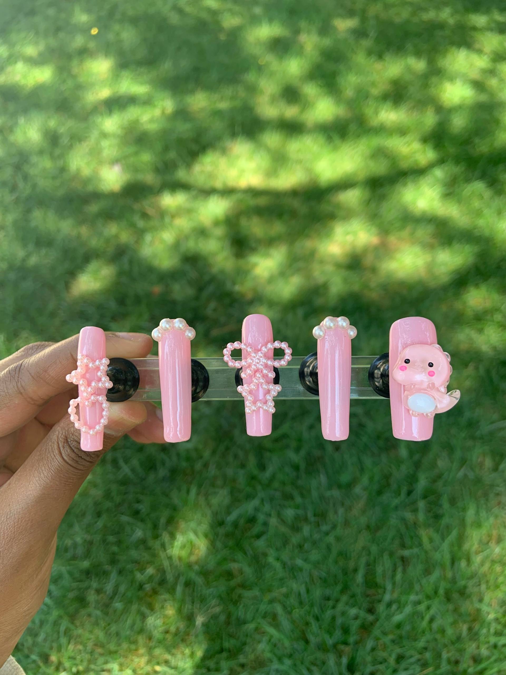 Kawaii Pink Dino Press On Nails Set Kawaii Pink Dino Press On Nails Set von Etsy - BTNails