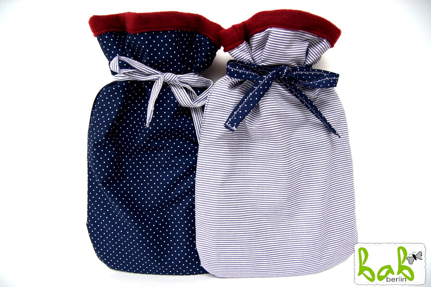 Wärmflaschenbezug, Wärmflaschenhülle, Hot Water Bottle Cover Mit Streifen Oder Punkten in Blau/Rot Wärmflaschenbezug, Wärmflaschenhülle, Hot Water Bottle Cover Mit Streifen Oder Punkten in Blau/Rot von Etsy - BabBerlinVonElena