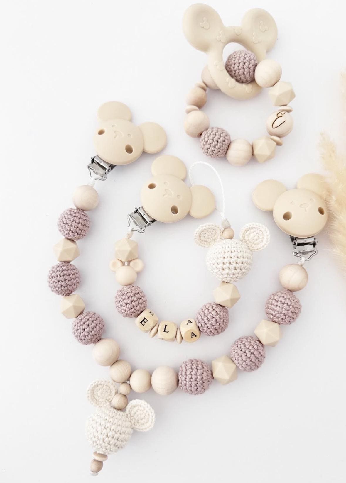 3 Er Set Mickey in Beige & Taupe von Etsy - BabyAccessoiresDE