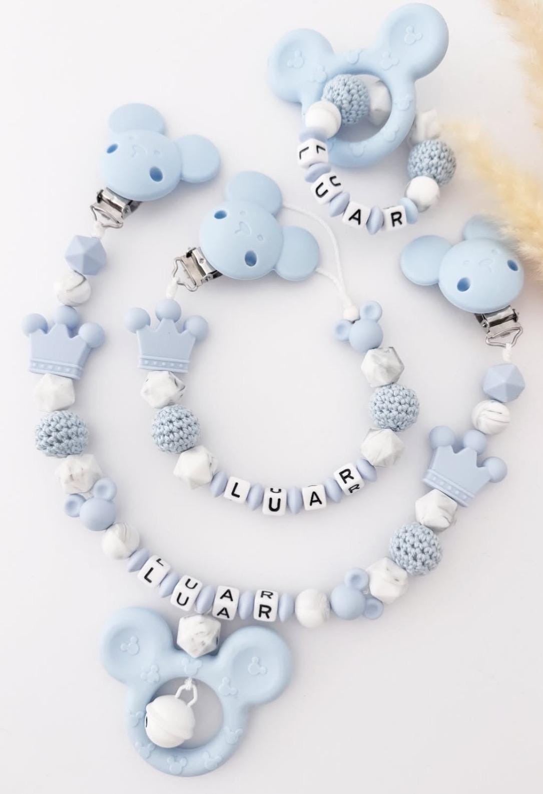 Schnullerkette Mickey Blau von Etsy - BabyAccessoiresDE