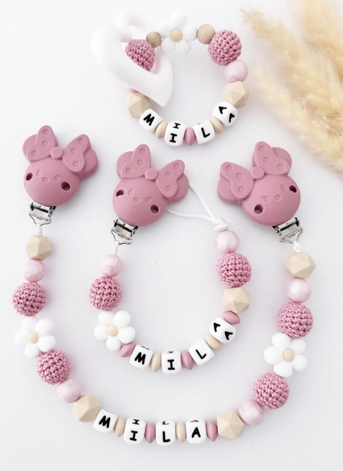 Schnullerkette Minnie Mit Blume von Etsy - BabyAccessoiresDE