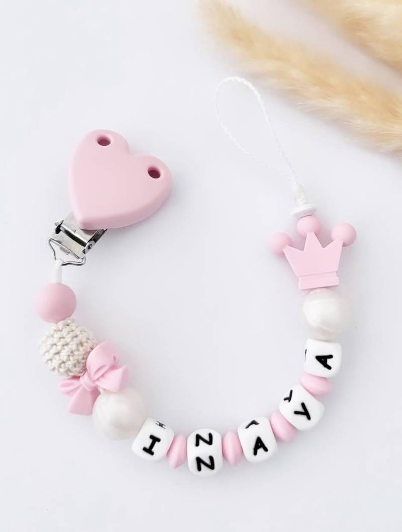 Schnullerkette Rosa Mit Krone von Etsy - BabyAccessoiresDE