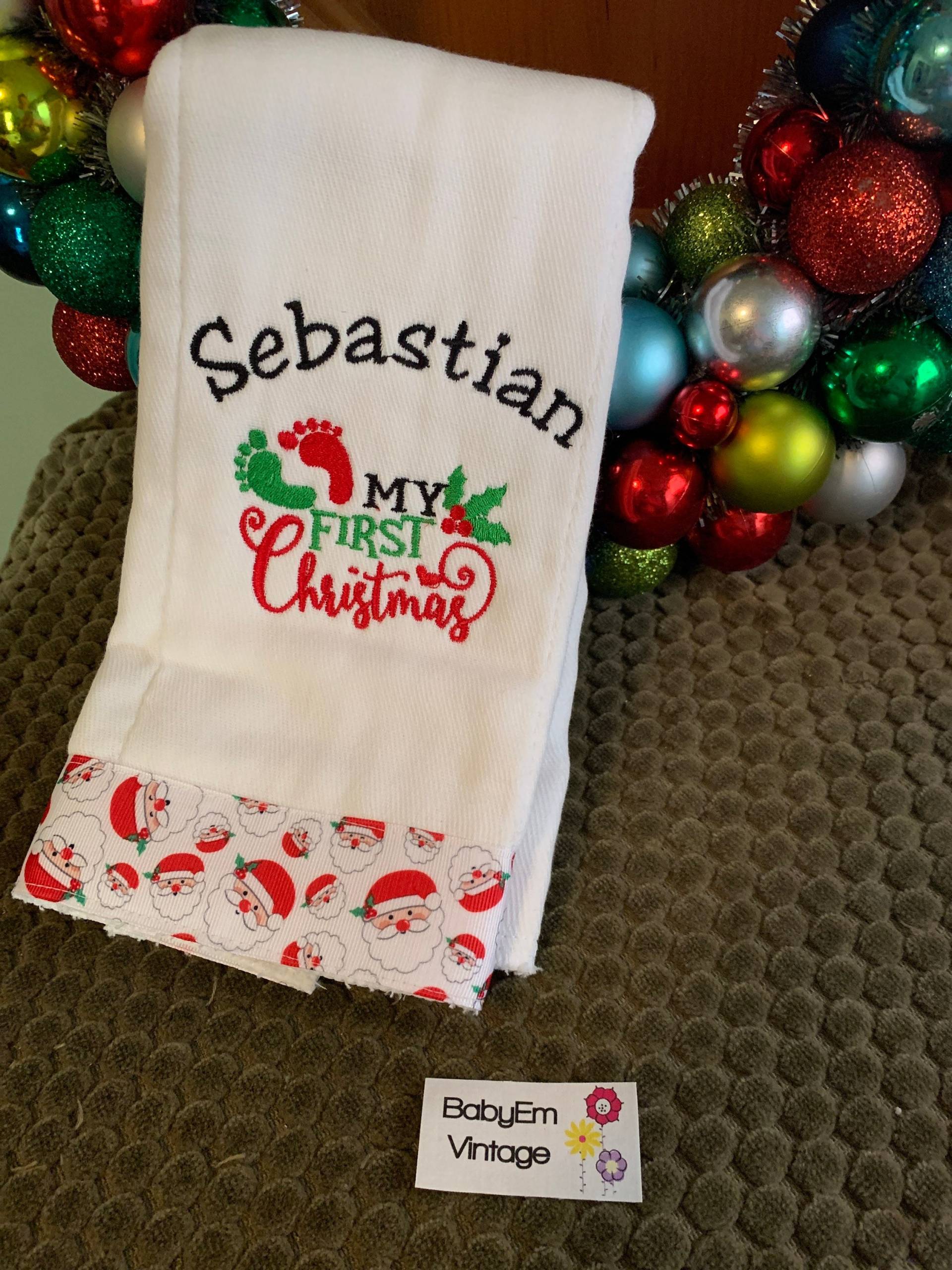 Neu Individualisierbares Weihnachts-Baby-Tuch in Ausgezeichnetem Zustand von Etsy - BabyEmVintage