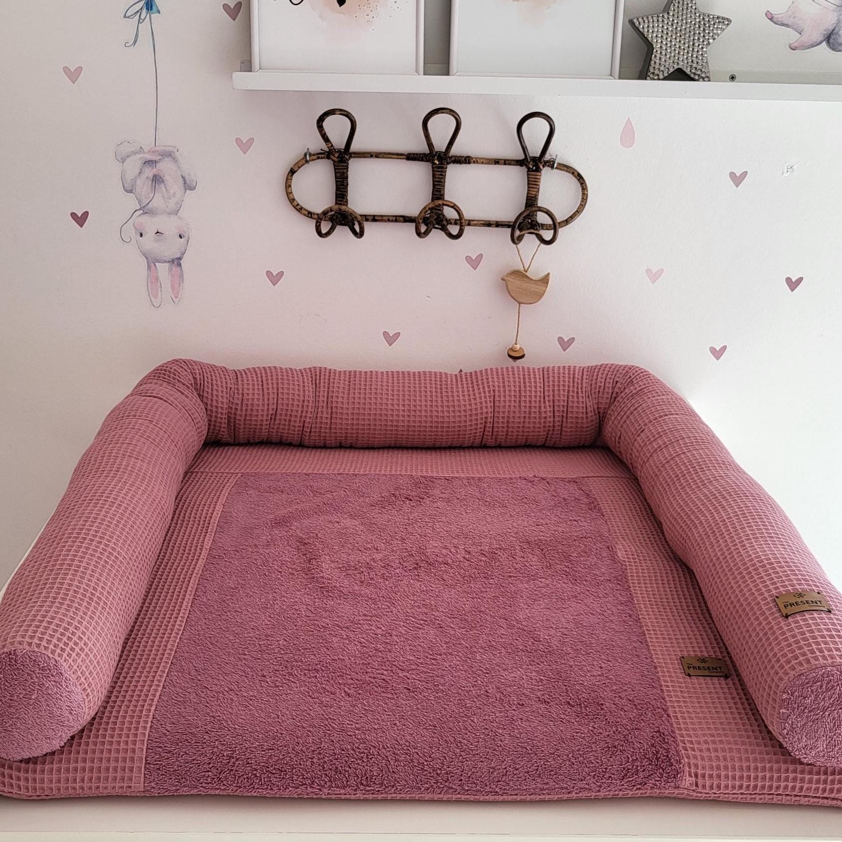 Wickelauflage Mit Abnehmbarem Bezug Waffelpiqué Altrosa von Etsy - Babyanmata