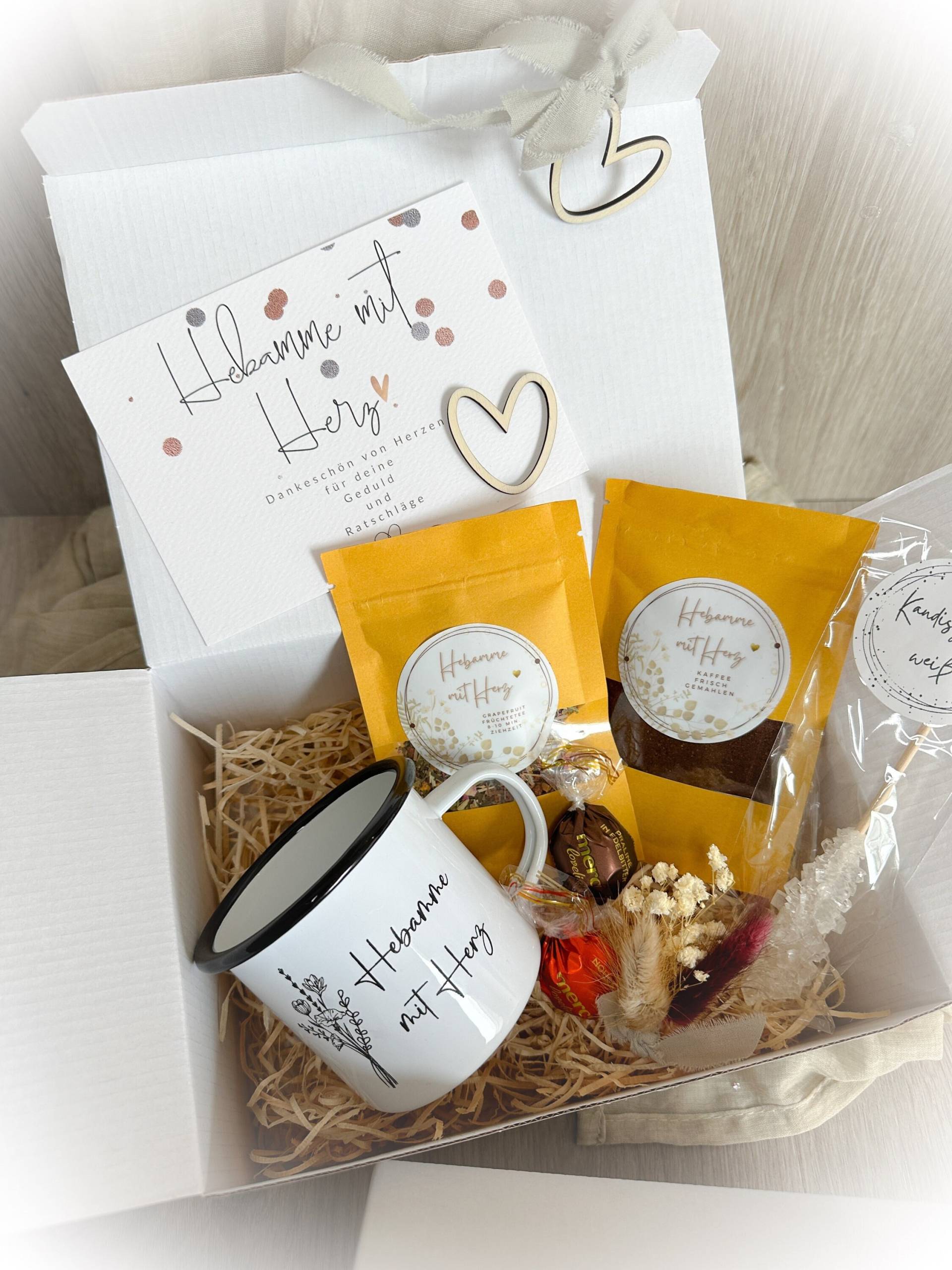 Hebamme Geschenk Set - Früchtetee Mit Tasse Und Kandiszucker Herz Karte Dankeschön von Etsy - HerzmitStil