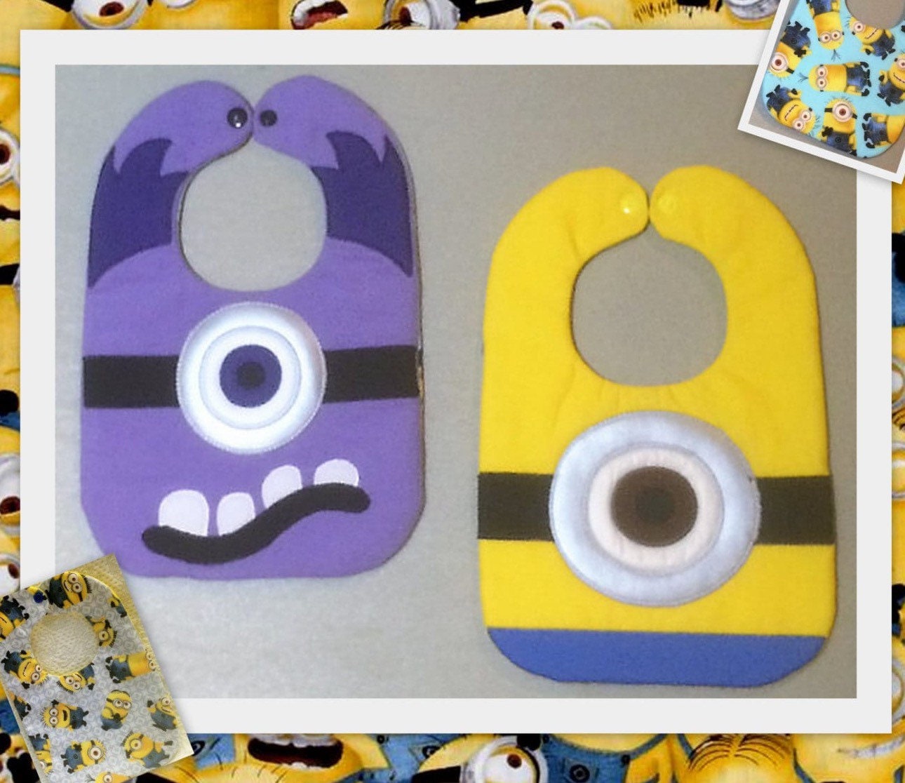 Minion Gelb Und Lila One Eye Lätzchen Minion Gelb Und Lila One Eye Lätzchen von Etsy - Babyneedsbibs