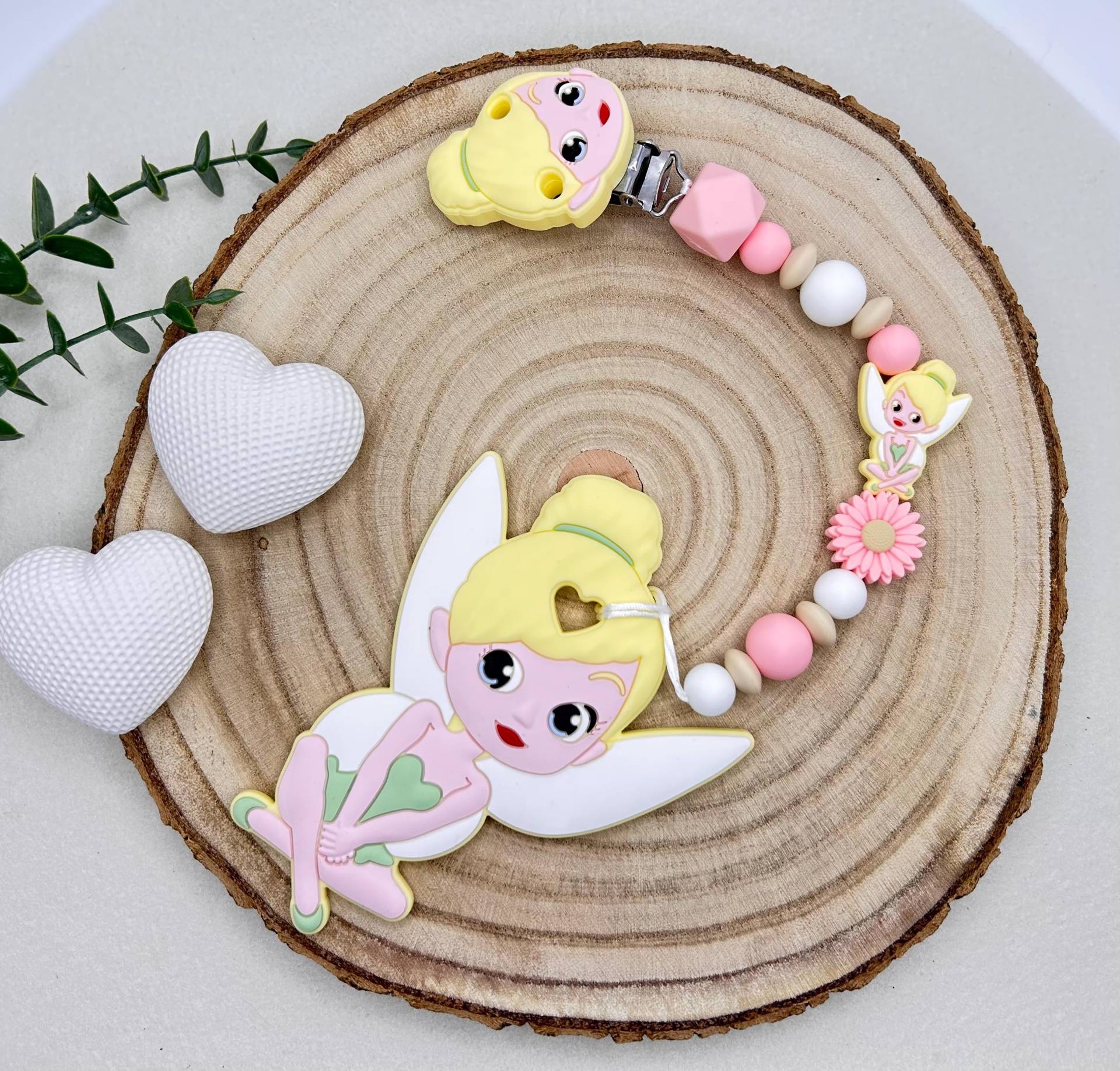 Schnullerkette | Greifanhänger Kinderwagenanhänger Baby Mädchen Fee Elfe + Anhänger Geschenke Geschenk von Etsy - Babyperlenparadies